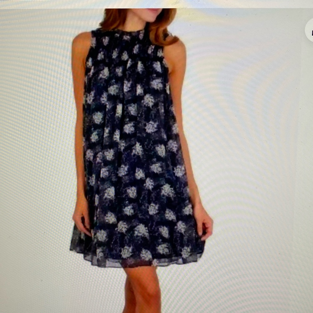 Joie Chiffon  Baltic Print Navy Baby Doll dress size L